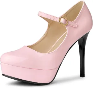 Allegra K Women's Platform Mary Jane Pumps Ankle Strap Stiletto High Heels Dress Shoes