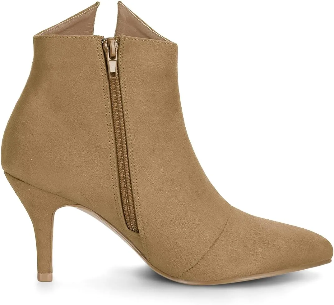 Allegra K Women's Point Toe Bow Stiletto Heel Ankle Boots
