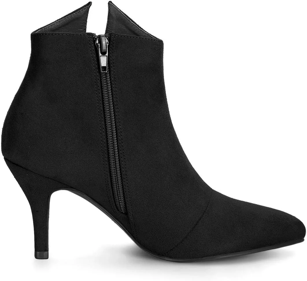 Allegra K Women's Point Toe Bow Stiletto Heel Ankle Boots