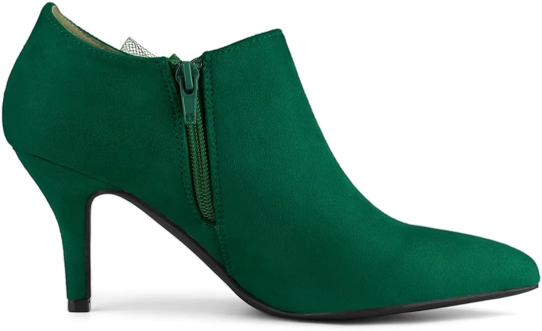 Allegra K Women's Pointed Toe Bow Decor Stiletto Heel Ankle Boots