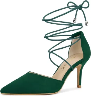 Allegra K Women's Pointed Toe Dress Pumps Lace Up Stiletto Heels Sandals