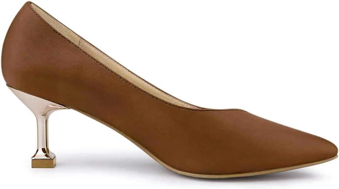 Allegra K Women's Pointed Toe Low Kitten Heel Dress Pumps