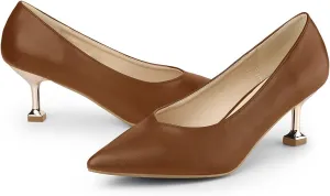 Allegra K Women's Pointed Toe Low Kitten Heel Dress Pumps