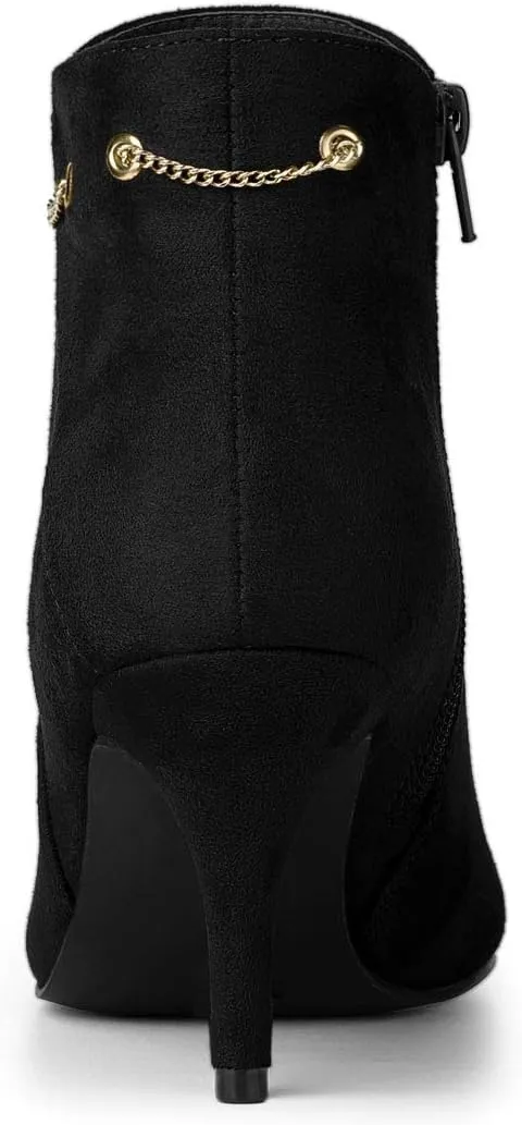 Allegra K Women's Pointed Toe Side Zip Stiletto Heel Ankle Booties