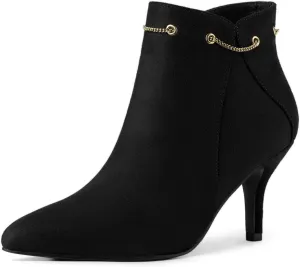 Allegra K Women's Pointed Toe Side Zip Stiletto Heel Ankle Booties