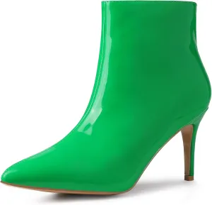 Allegra K Women's Pointed Toe Stiletto Heel Ankle Heeled Boots