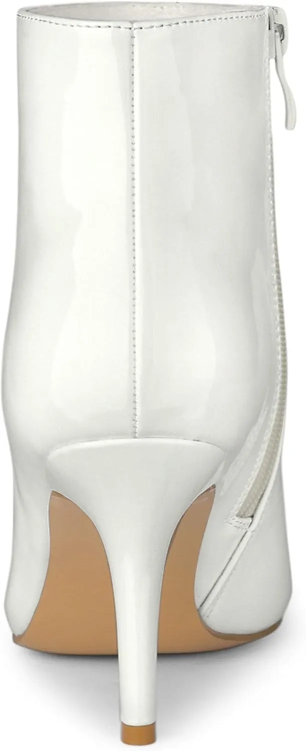 Allegra K Women's Pointed Toe Stiletto Heel Ankle Heeled Boots