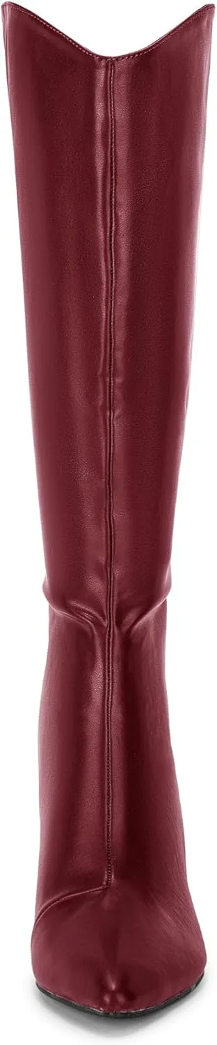 Allegra K Women's Pointed Toe Stiletto Heel Knee High Boots