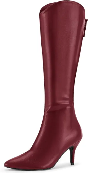 Allegra K Women's Pointed Toe Stiletto Heel Knee High Boots
