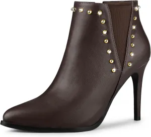 Allegra K Women's Pointed Toe Stiletto Heels Heel Chelsea Ankle Boots