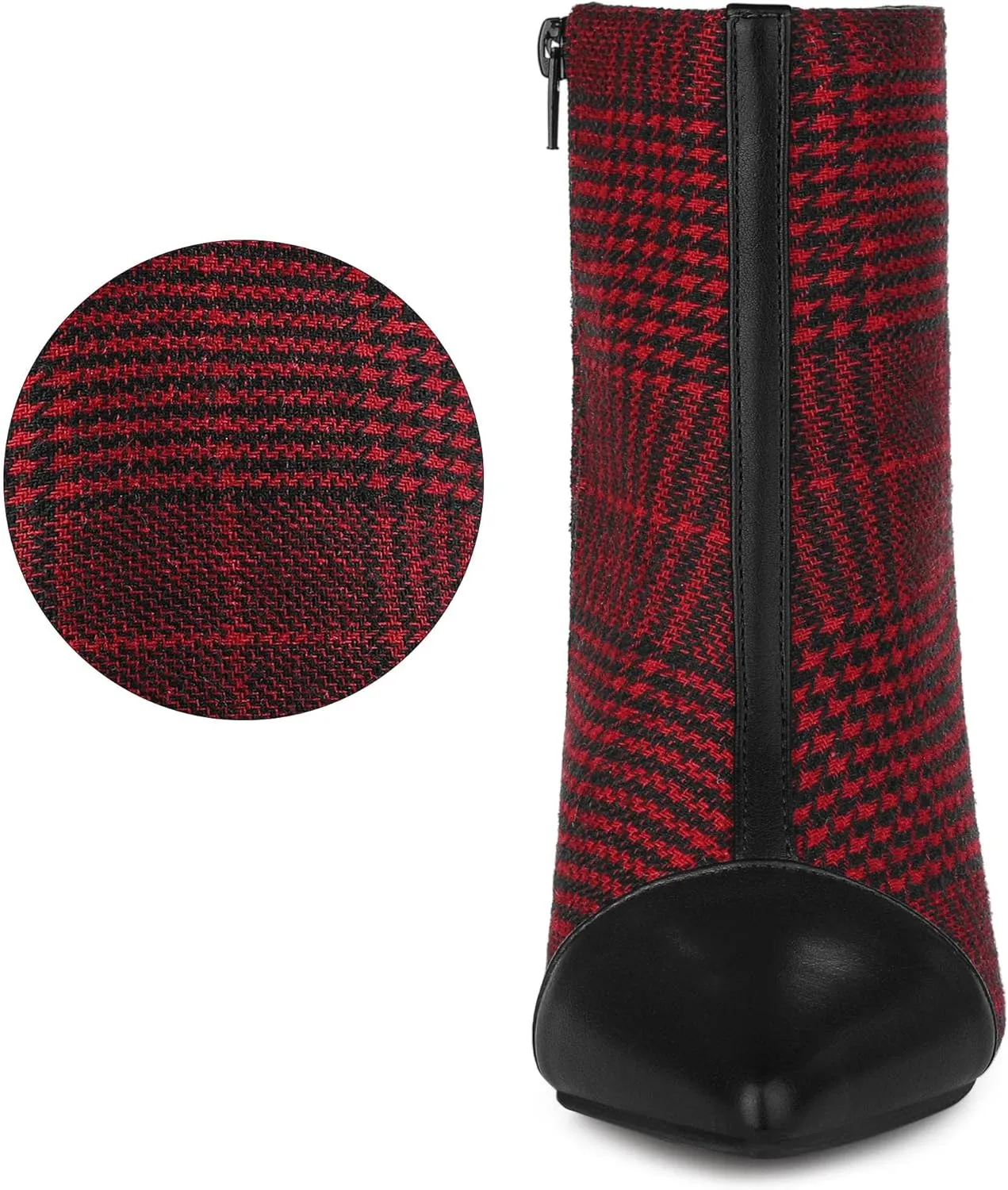 Allegra K Women's Pointed Toe Stiletto Heels Houndstooth Ankle Booties