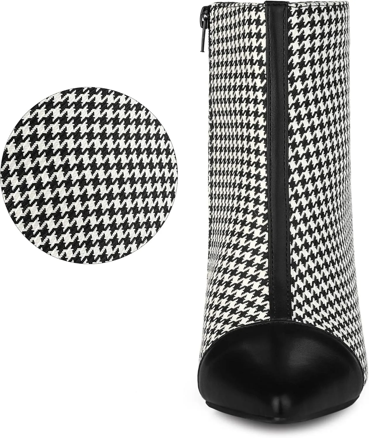 Allegra K Women's Pointed Toe Stiletto Heels Houndstooth Ankle Booties