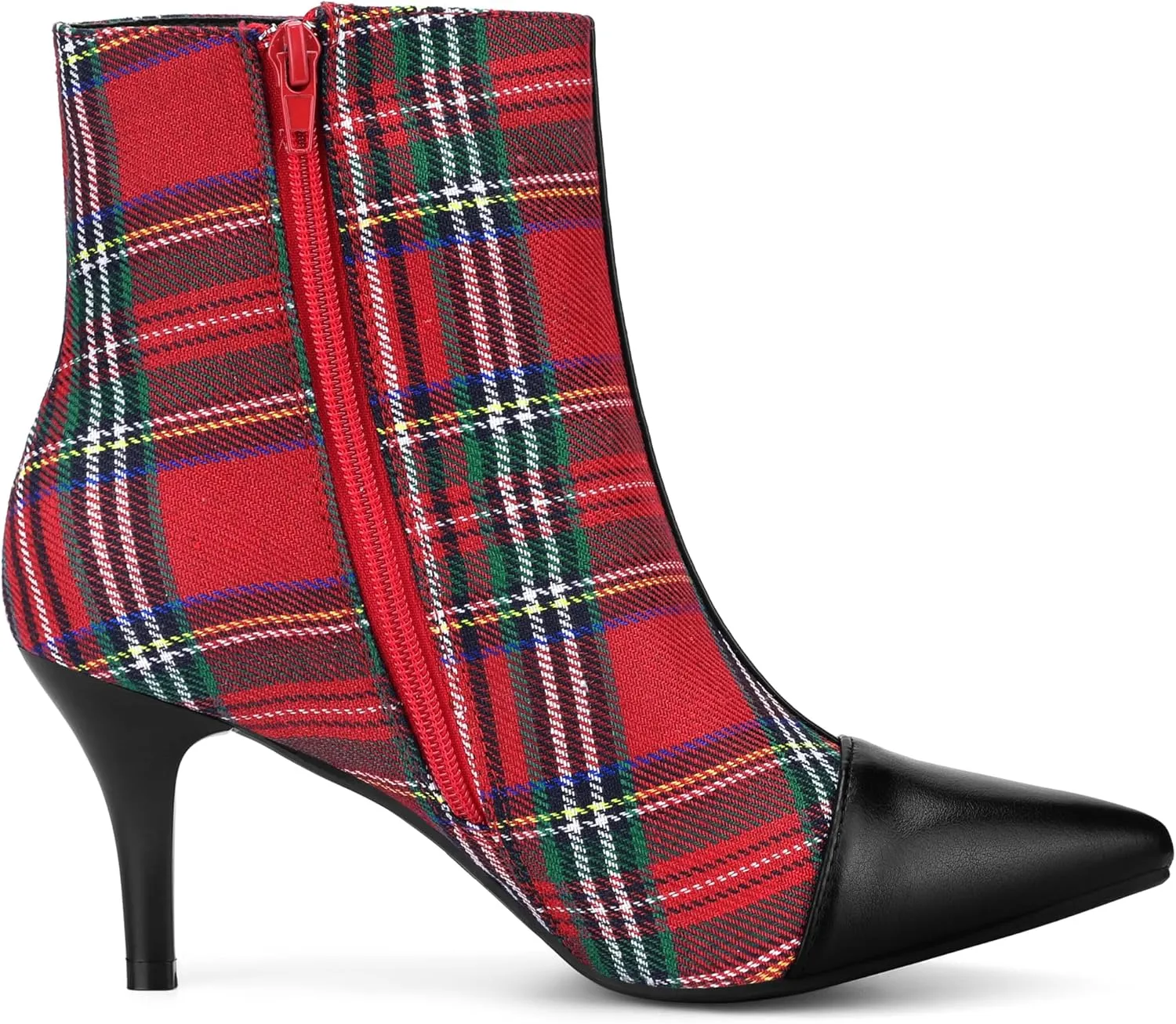 Allegra K Women's Pointed Toe Stiletto Heels Houndstooth Ankle Booties