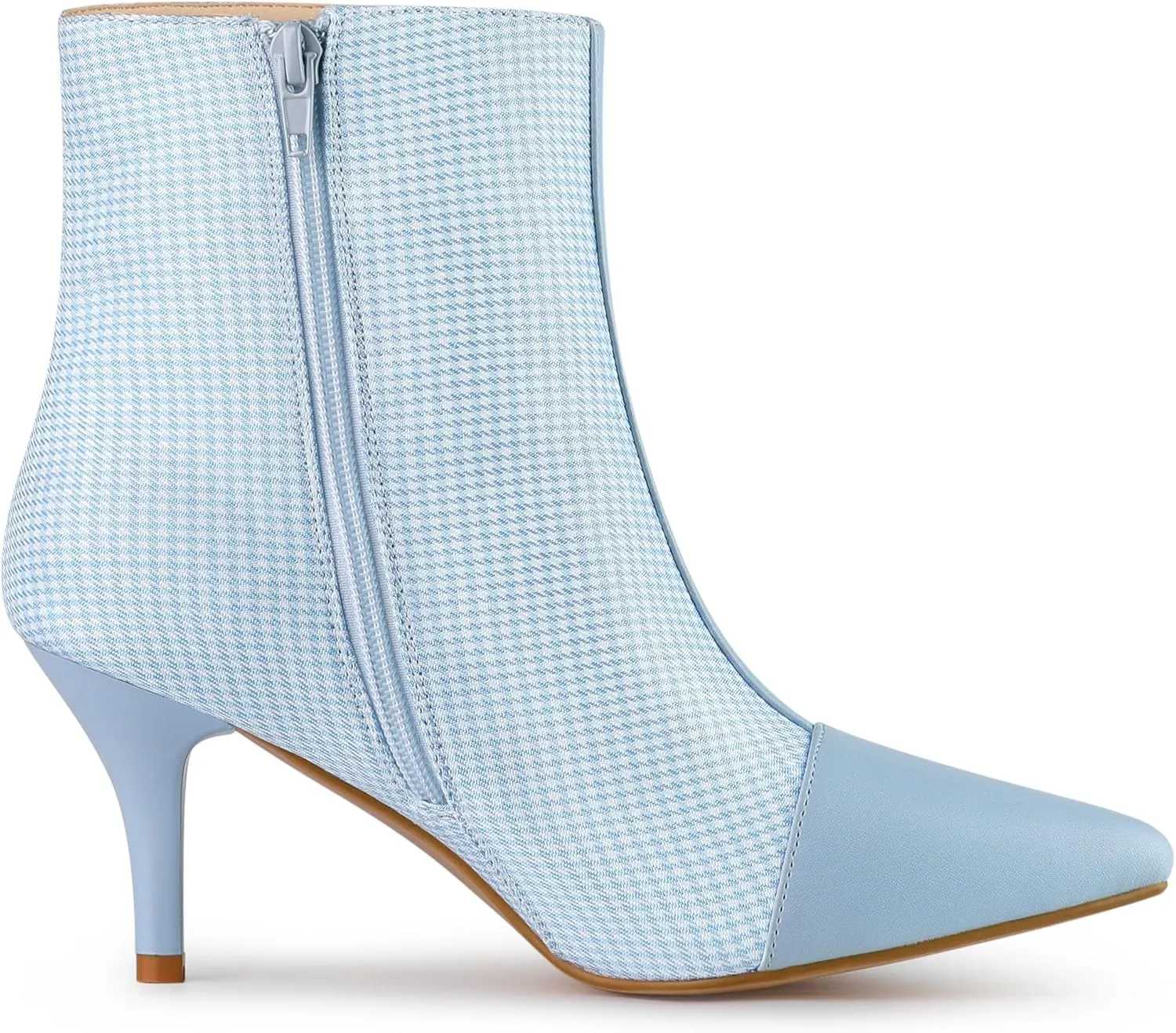 Allegra K Women's Pointed Toe Stiletto Heels Houndstooth Ankle Booties