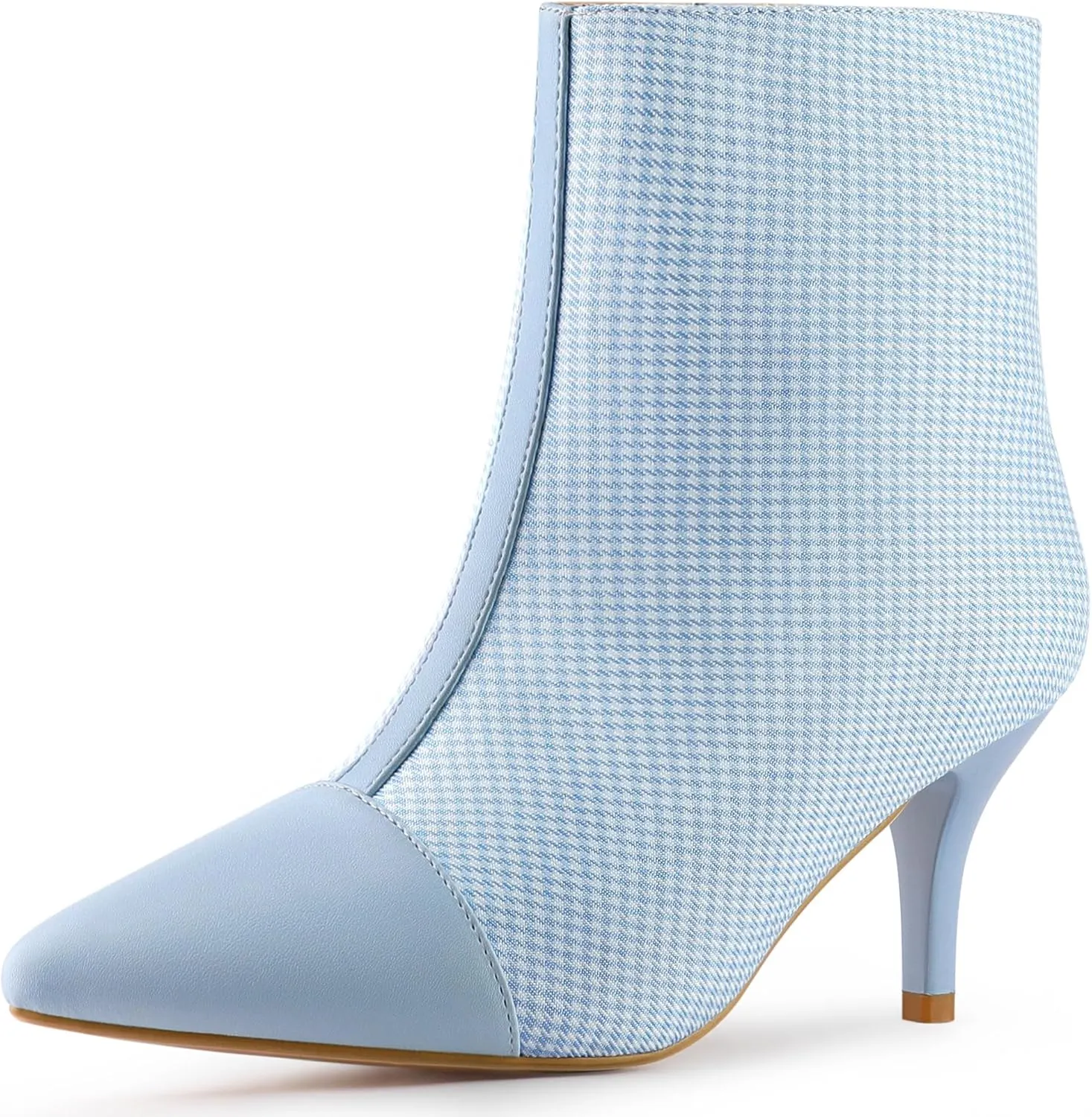 Allegra K Women's Pointed Toe Stiletto Heels Houndstooth Ankle Booties