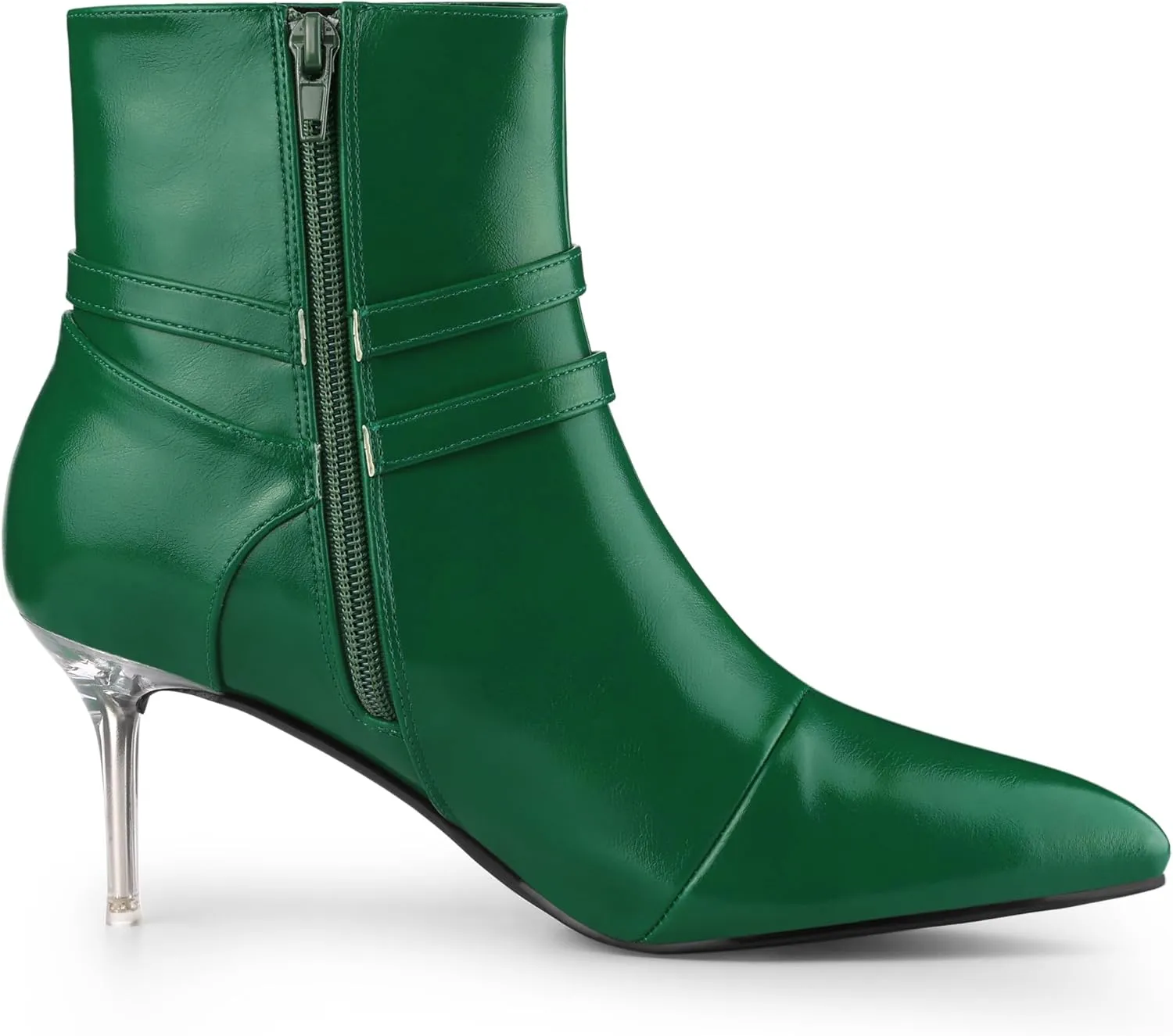 Allegra K Women's Pointed Toe Strappy Rhinestone Clear Stiletto Heels Ankle Booties