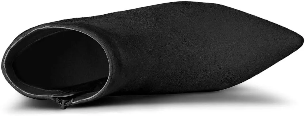 Allegra K Women's Pointed Toe Zip Stiletto Kitten Heel Ankle Booties
