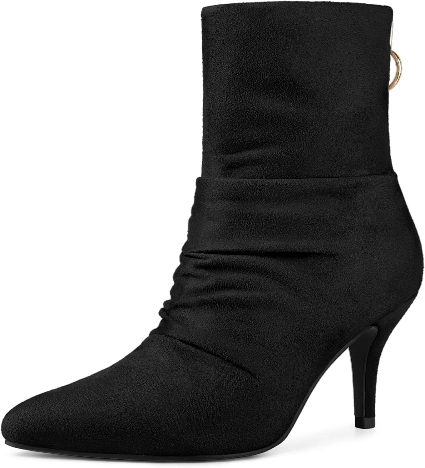 Allegra K Women's Pointy Toe Slouch Back Zipper Stiletto Heel Ankle Boots