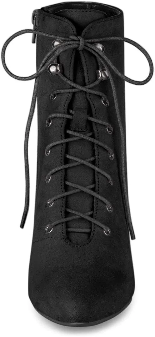 Allegra K Women's Pointy Toe Zip Lace Up Stiletto Heel Ankle Boots