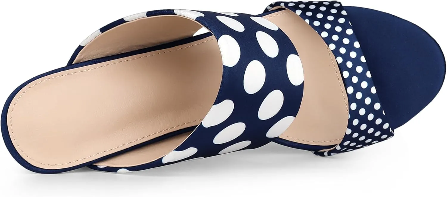 Allegra K Women's Polka Dots Stiletto Heel Slides Sandals
