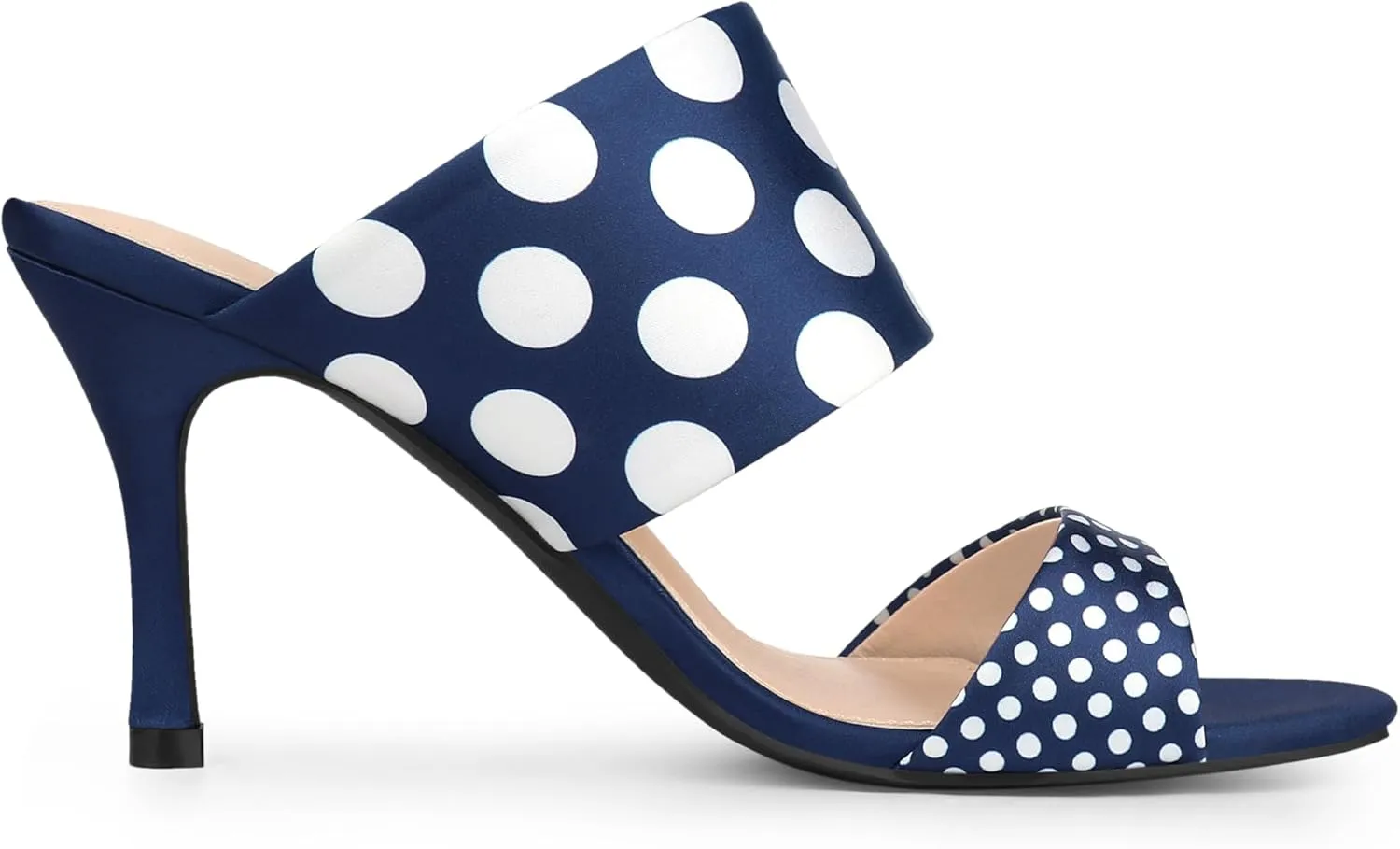 Allegra K Women's Polka Dots Stiletto Heel Slides Sandals