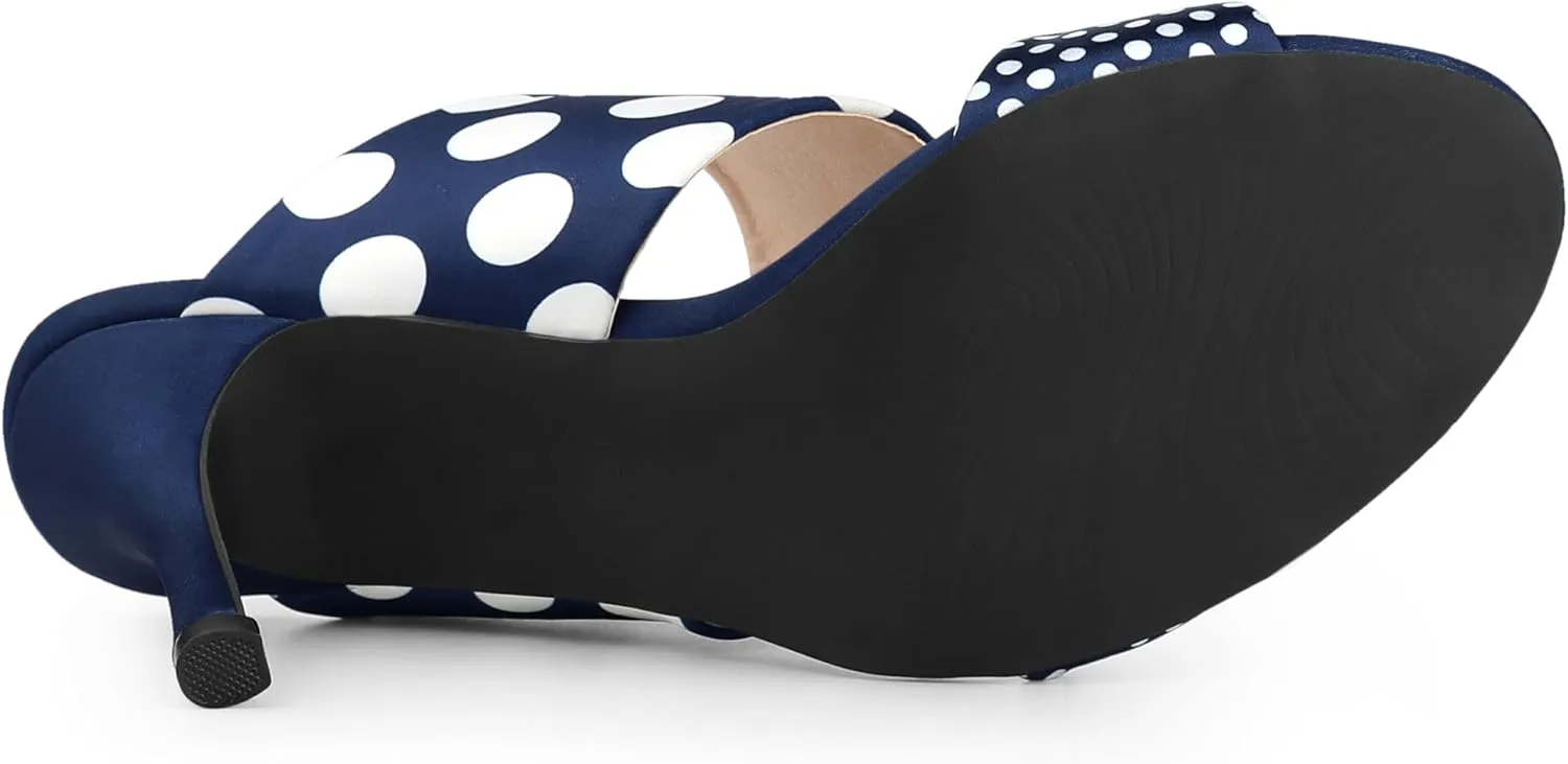 Allegra K Women's Polka Dots Stiletto Heel Slides Sandals