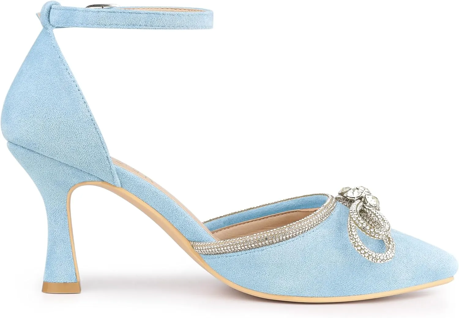 Allegra K Women's Rhinestones Bow Ankle Strap Stiletto Heel Sandals Pumps