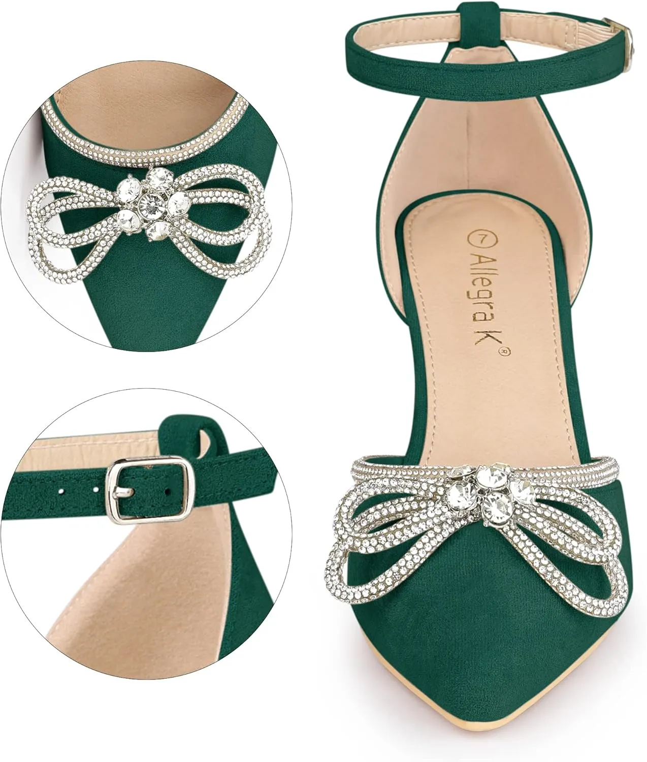 Allegra K Women's Rhinestones Bow Ankle Strap Stiletto Heel Sandals Pumps
