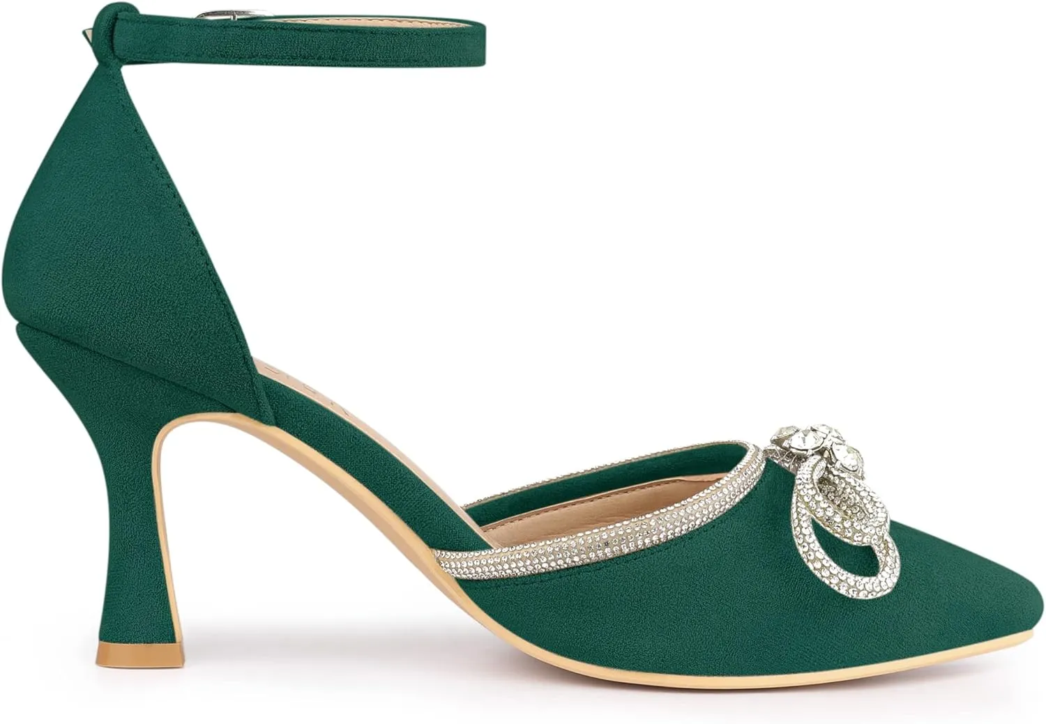 Allegra K Women's Rhinestones Bow Ankle Strap Stiletto Heel Sandals Pumps