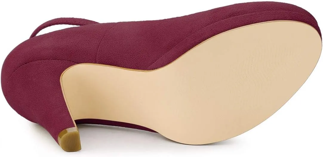 Allegra K Women's Round Toe Stiletto Heel Ankle Strap Pumps