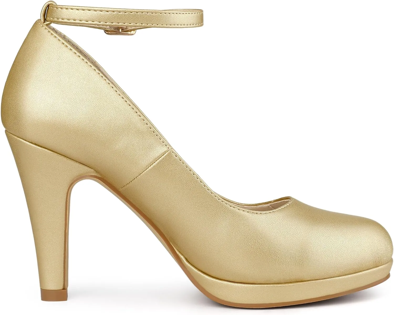 Allegra K Women's Round Toe Stiletto Heel Ankle Strap Pumps