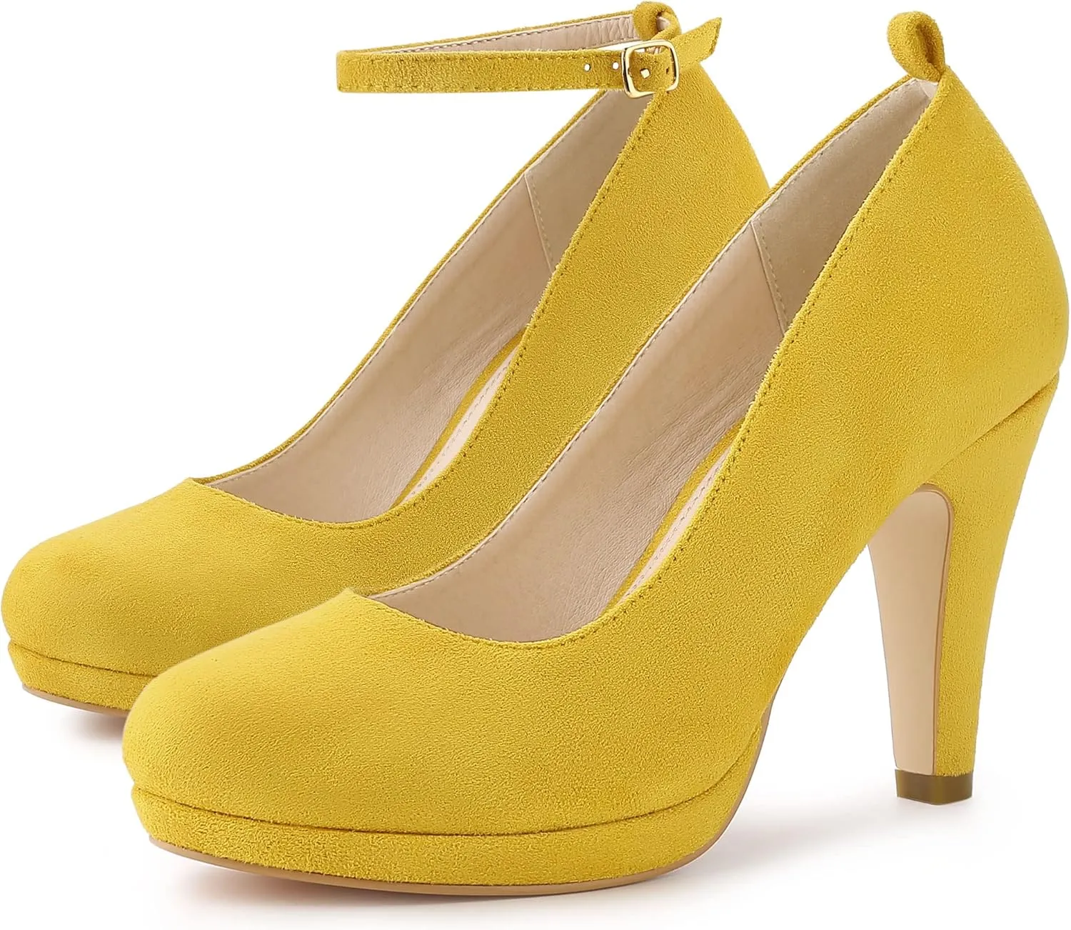 Allegra K Women's Round Toe Stiletto Heel Ankle Strap Pumps