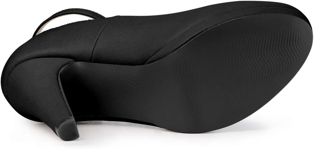 Allegra K Women's Round Toe Stiletto Heel Ankle Strap Pumps