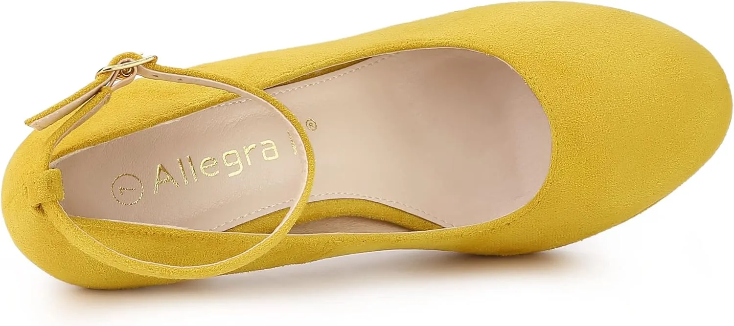 Allegra K Women's Round Toe Stiletto Heel Ankle Strap Pumps