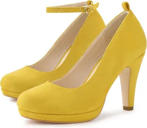 Allegra K Women's Round Toe Stiletto Heel Ankle Strap Pumps