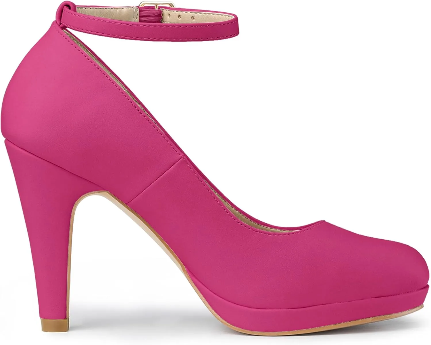 Allegra K Women's Round Toe Stiletto Heel Ankle Strap Pumps
