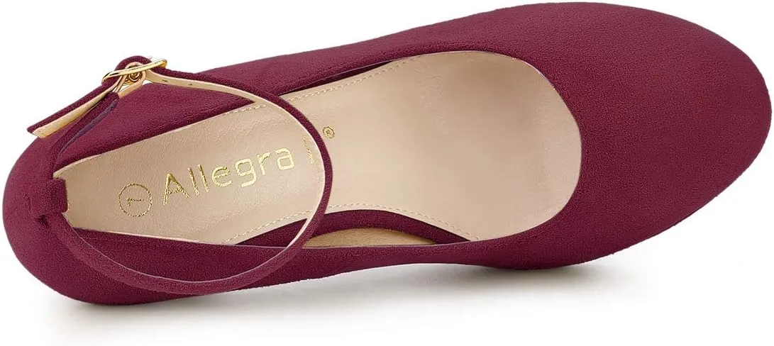 Allegra K Women's Round Toe Stiletto Heel Ankle Strap Pumps
