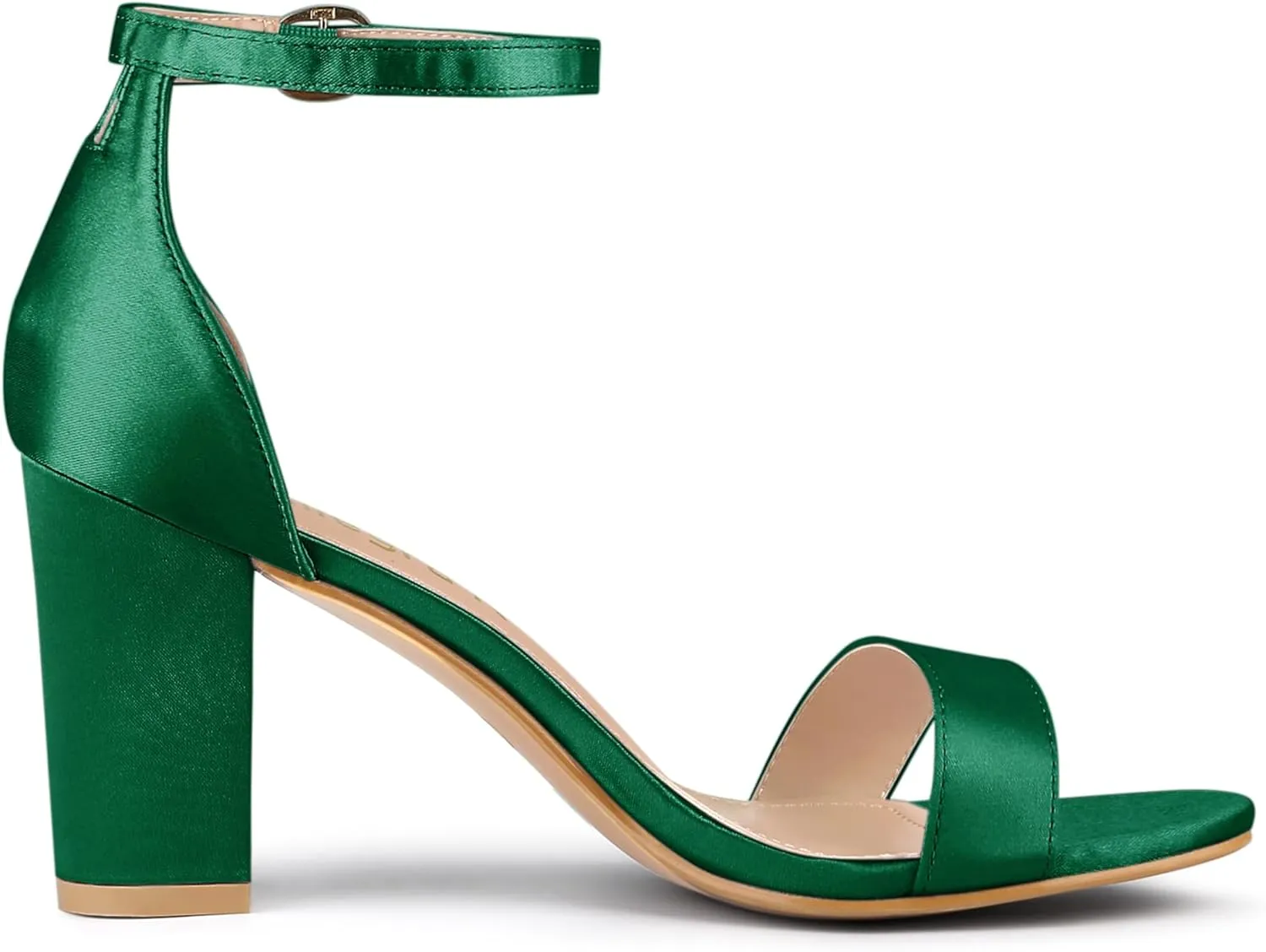 Allegra K Women's Satin Open Toe Ankle Strap Chunky Heels Sandals