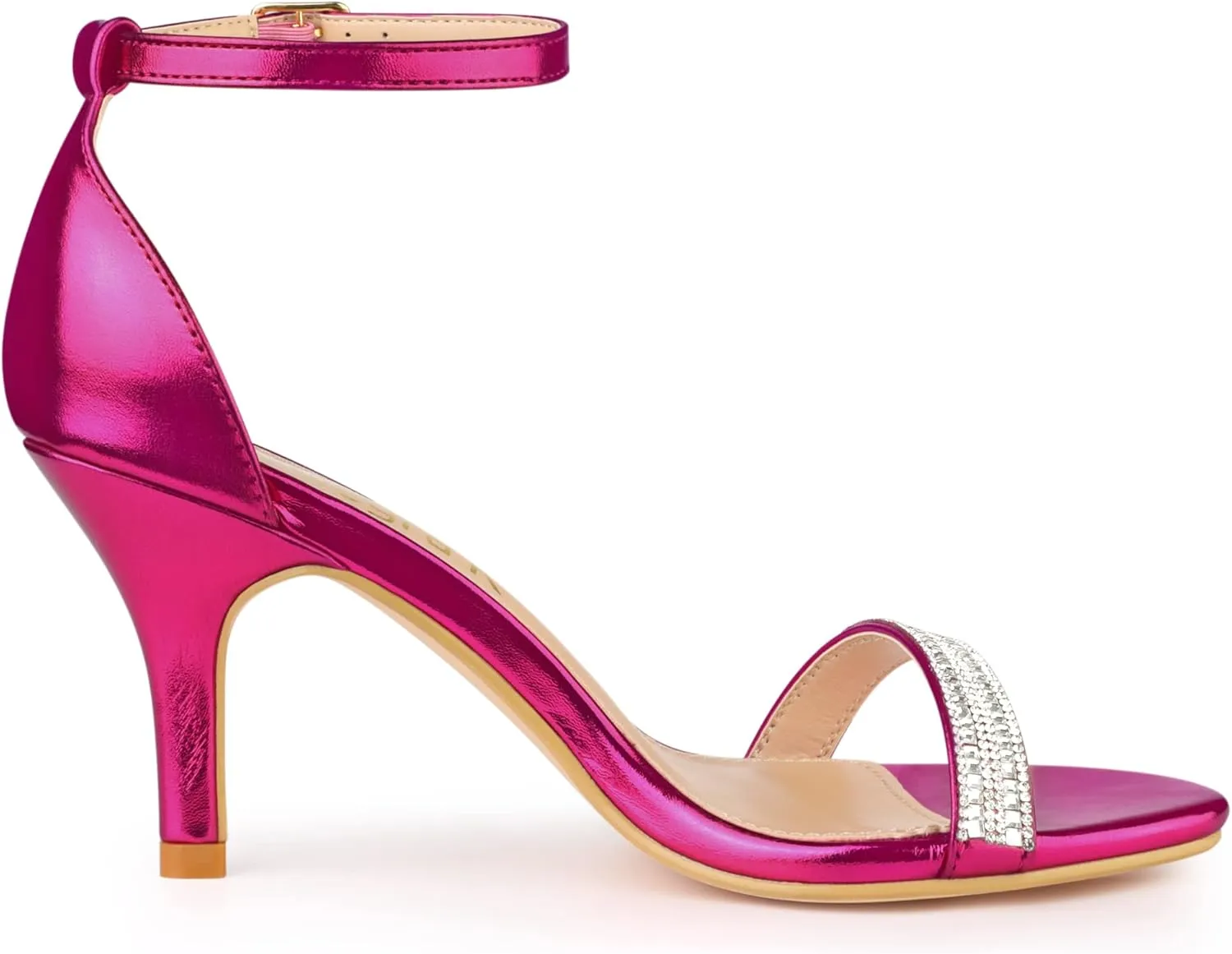 Allegra K Women's Stiletto Heels Rhinestone Ankle Strap Sandals