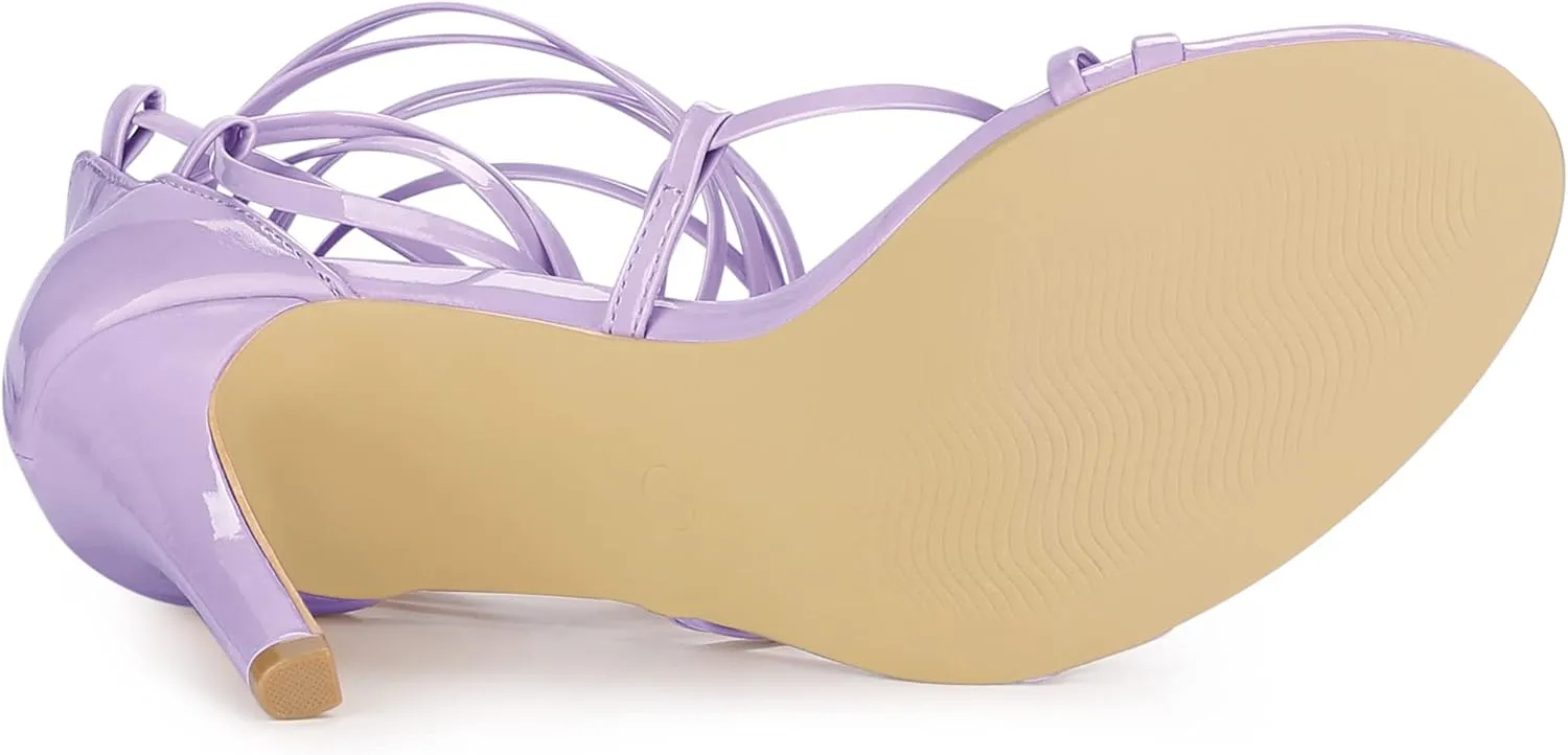 Allegra K Women's Strappy Straps Lace Up Stiletto Heel Sandals