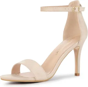 Allegra K Women's Suede Ankle Strap High Stiletto Heel Sandals