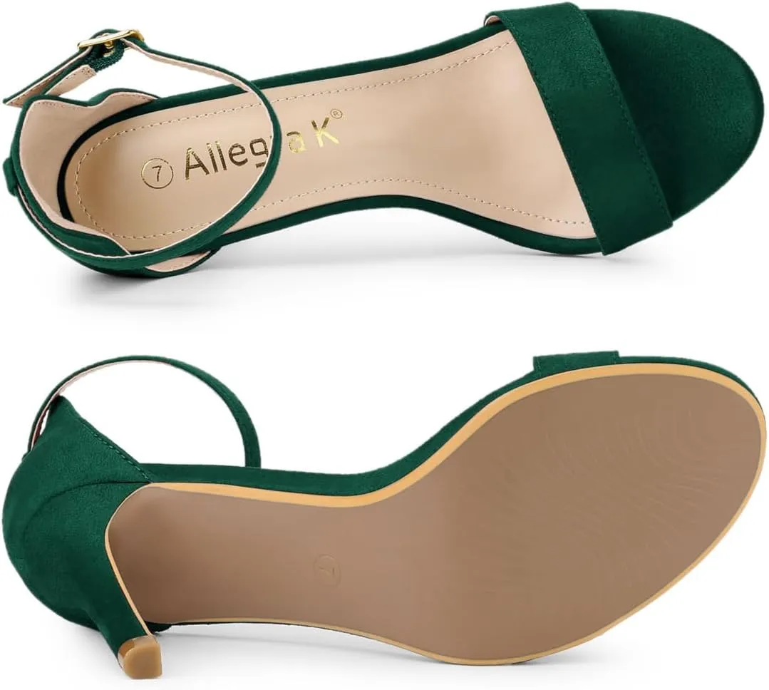 Allegra K Women's Suede Ankle Strap High Stiletto Heel Sandals