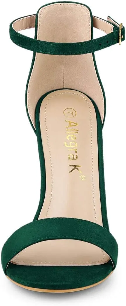 Allegra K Women's Suede Ankle Strap High Stiletto Heel Sandals