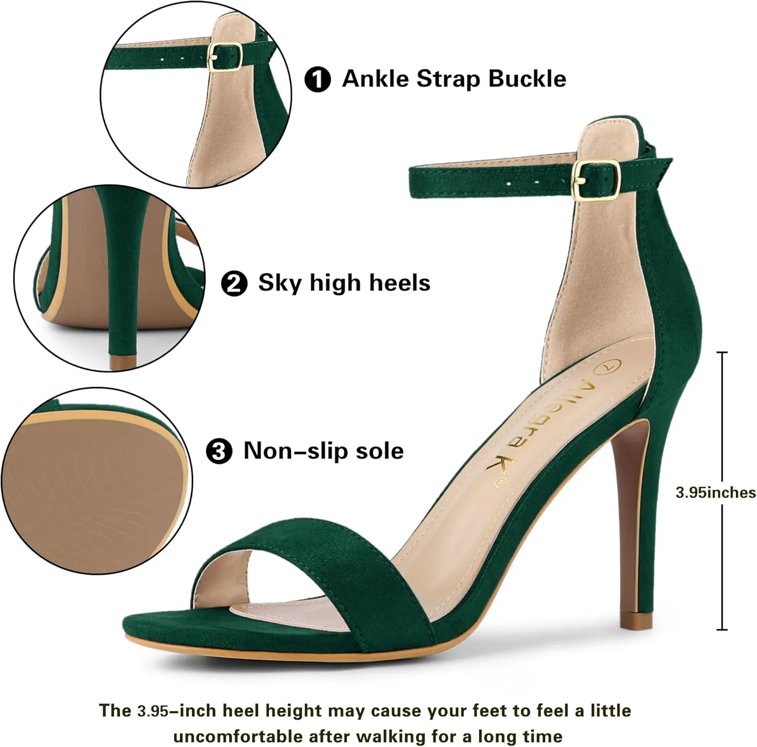 Allegra K Women's Suede Ankle Strap High Stiletto Heel Sandals
