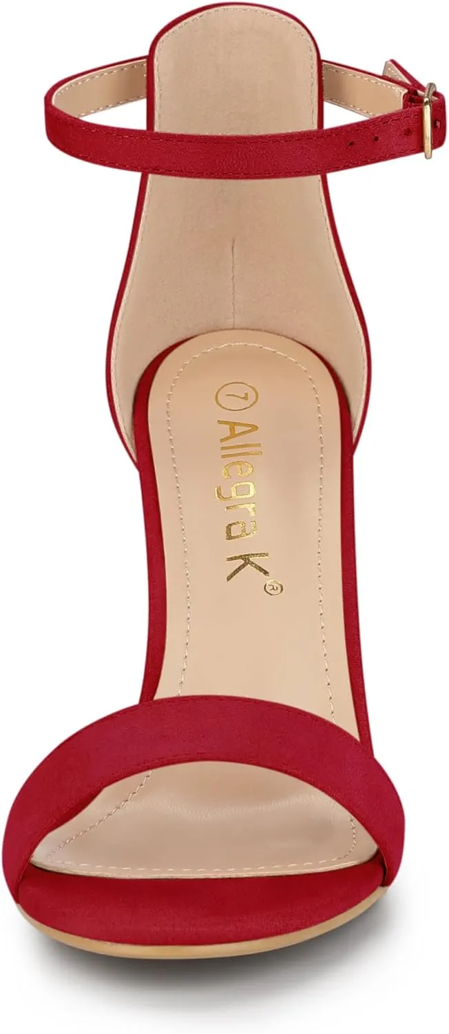 Allegra K Women's Suede Ankle Strap High Stiletto Heel Sandals