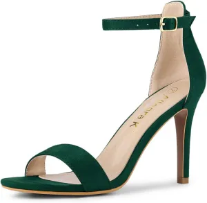 Allegra K Women's Suede Ankle Strap High Stiletto Heel Sandals