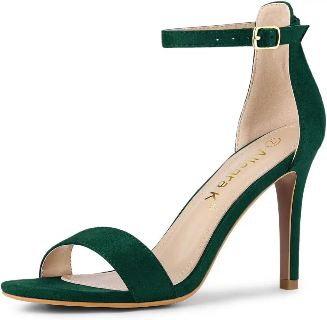 Allegra K Women's Suede Ankle Strap High Stiletto Heel Sandals