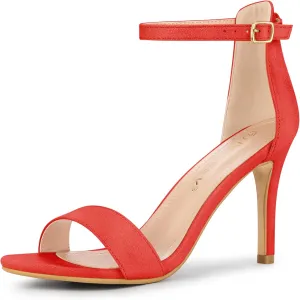 Allegra K Women's Suede Ankle Strap High Stiletto Heel Sandals