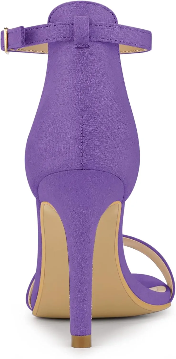 Allegra K Women's Suede Ankle Strap High Stiletto Heel Sandals