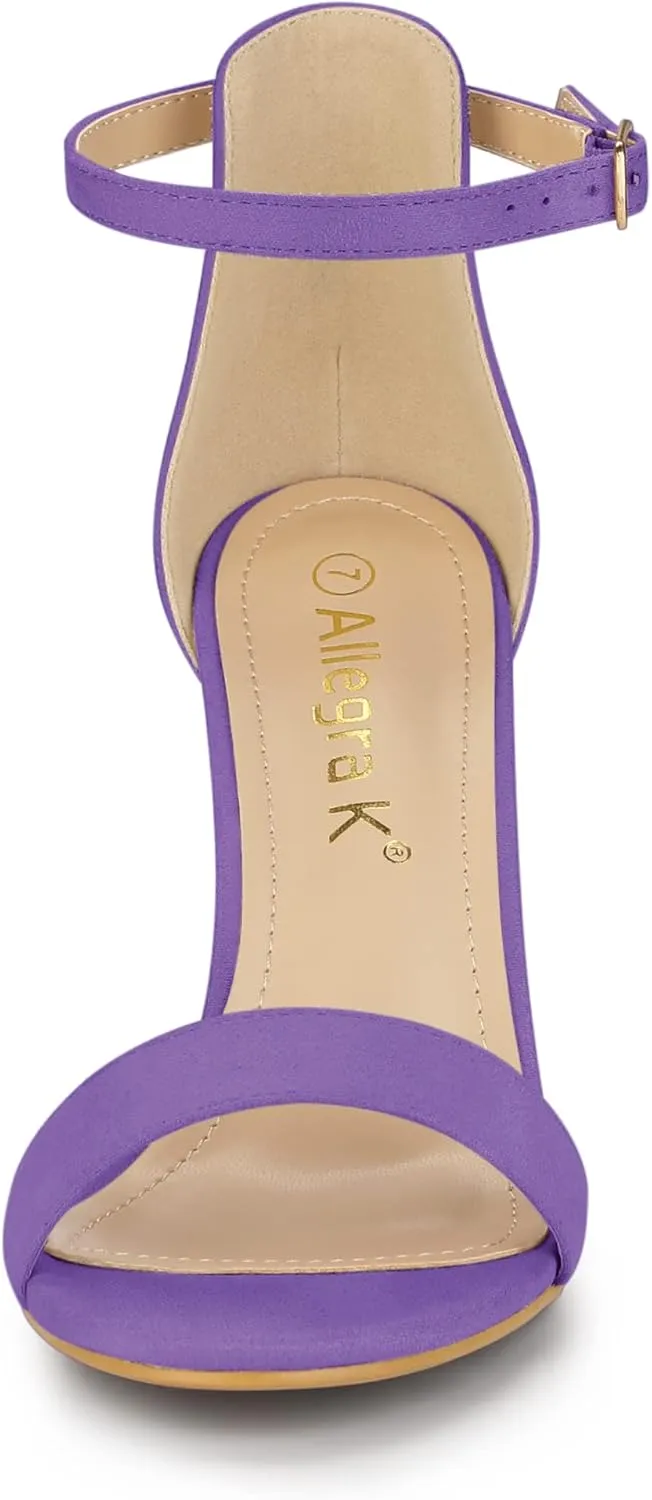 Allegra K Women's Suede Ankle Strap High Stiletto Heel Sandals